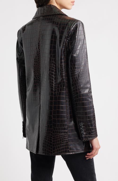 Bernardo Croc Embossed Faux Leather Jacket In Blue