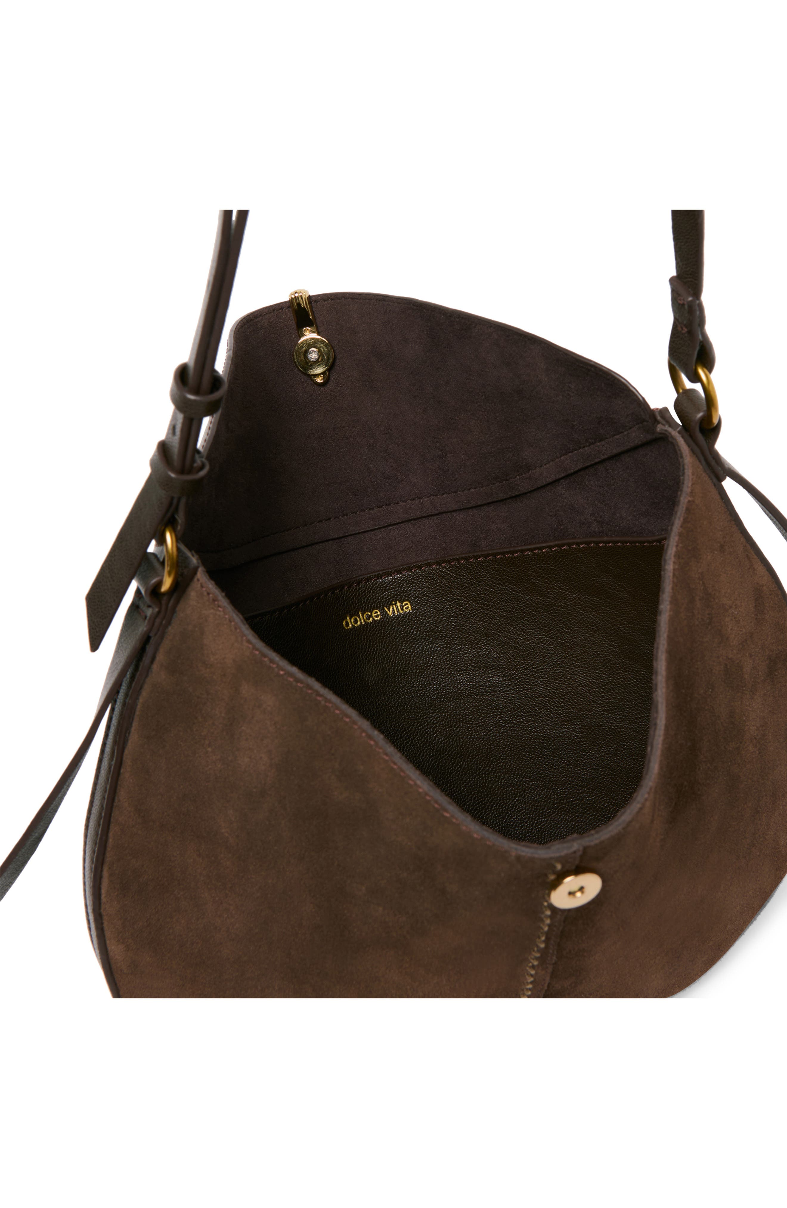 Bennett Faux Leather & Suede Crossbody Bag, Alternate, color, ESPRESSO