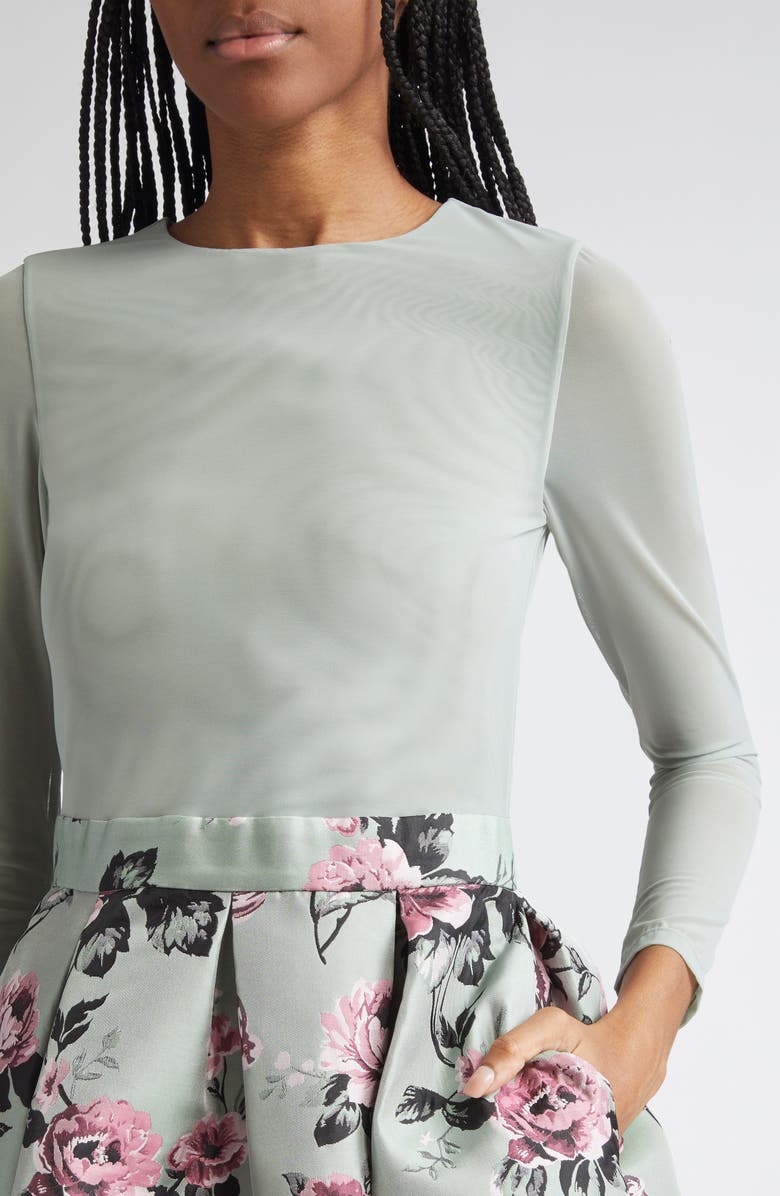 Alice + Olivia Chara Long Sleeve Party Dress, Alternate, color, Sage Multi