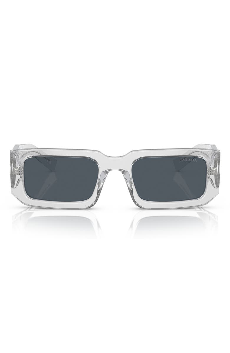Prada 53mm Rectangular Sunglasses, Main, color, Transparent Grey