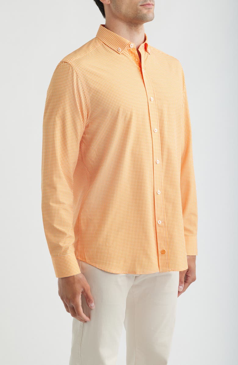 Johnston & Murphy Game Day XC4<sup>®</sup> Gingham Check Button-Down Shirt, Alternate, color, Orange