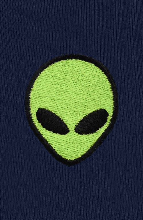 Dalix Alien Fleece Sweatshirt In Navy Blue