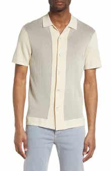 rag & bone Harvey Short Sleeve Knit Button-Up Camp Shirt