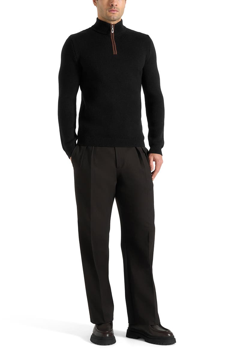 Manière De Voir Torin Quarter Zip Knit Jumper, Main, color, Black
