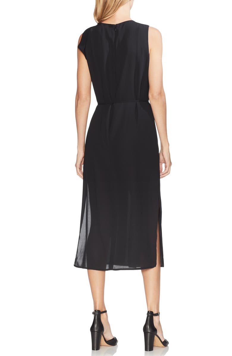 Vince Camuto Pleated Overlay Sleeveless Dress, Alternate, color, 