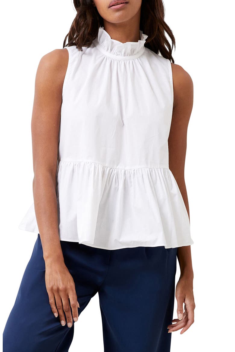Rhodes Peplum Poplin Top, Main, color, LINEN WHITE