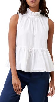 French Connection Rhodes Peplum Poplin Top