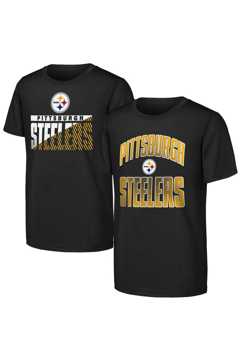 Youth Outerstuff  Black Pittsburgh Steelers Never Quit 2-Pack T-Shirt Set, Main, color, Black