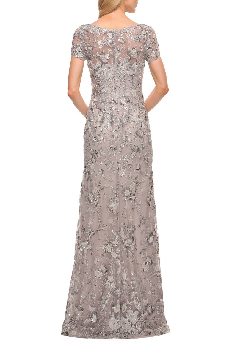 Lace Column Gown, Alternate, color, LAVENDER/ GRAY
