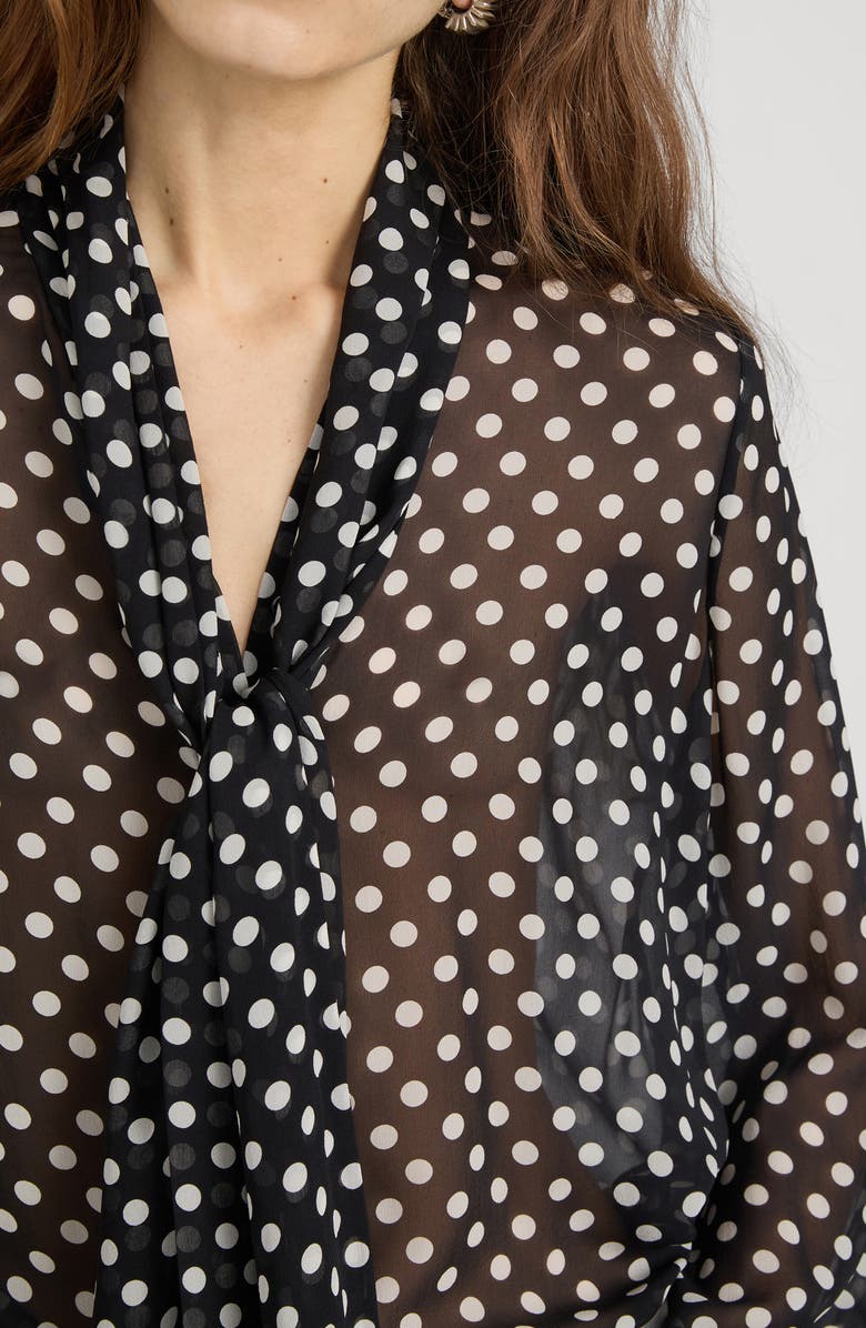 FRAME The Nouvelle Silk Polka Dot Top, Alternate, color, Black Multi