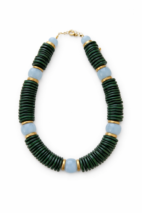 Hydrangea Garden Green Beaded Necklace