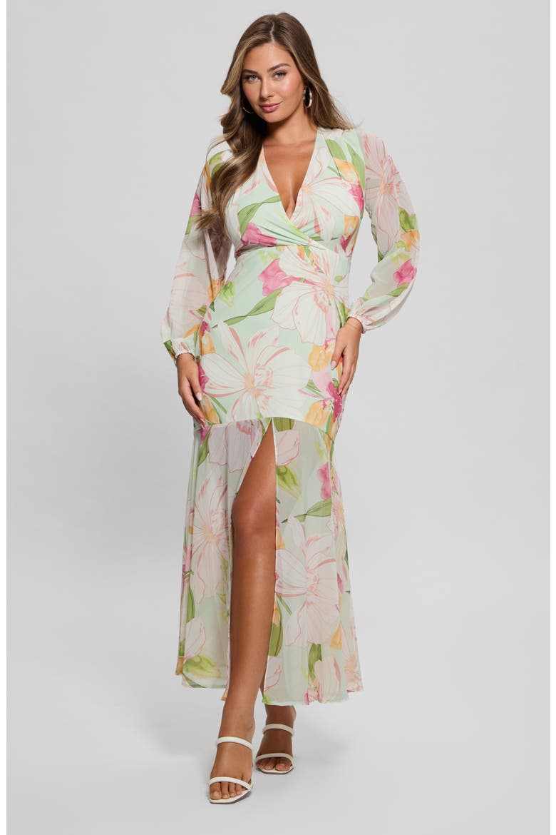 Talia Tropical Floral Long Sleeve Dress, Alternate, color, PETALS IN PARADISE PRINT