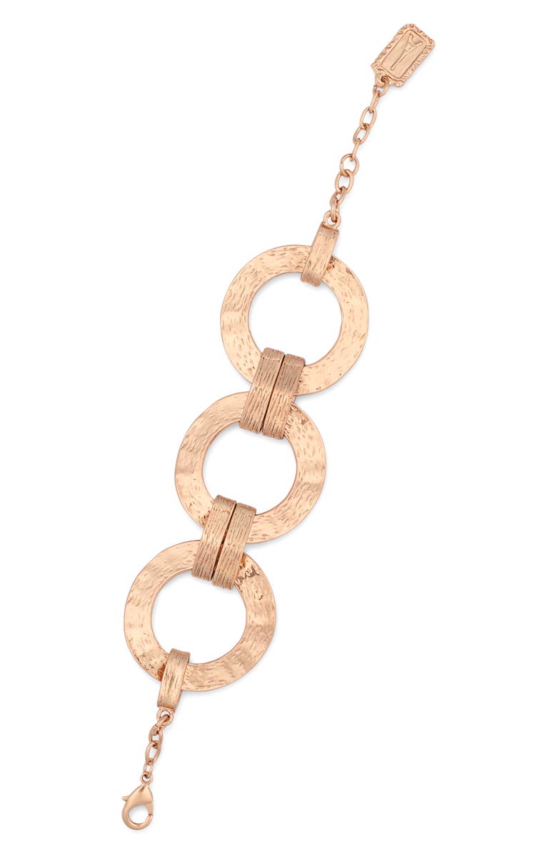 Karine Sultan Round Link Bracelet, Main, color, Rose Gold