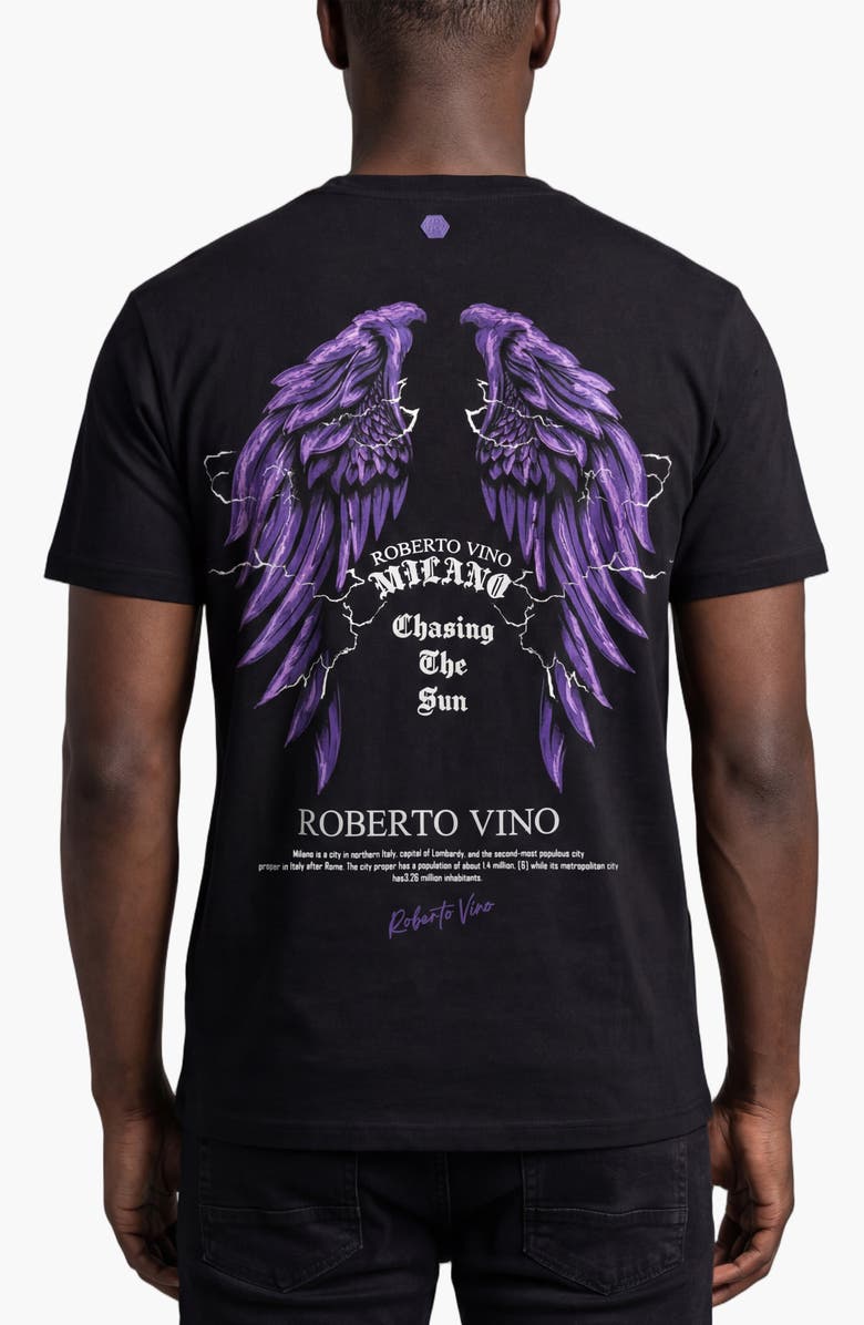 Roberto Vino Chasing The Sun Slim fit Tee, Alternate, color, Black