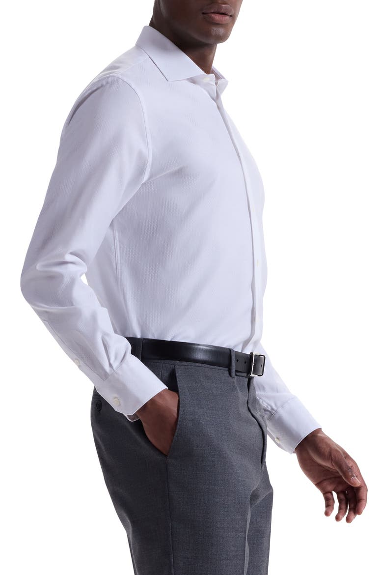 Axel Shaped Fit Jacquard Button-Up Shirt, Alternate, color, WHITE
