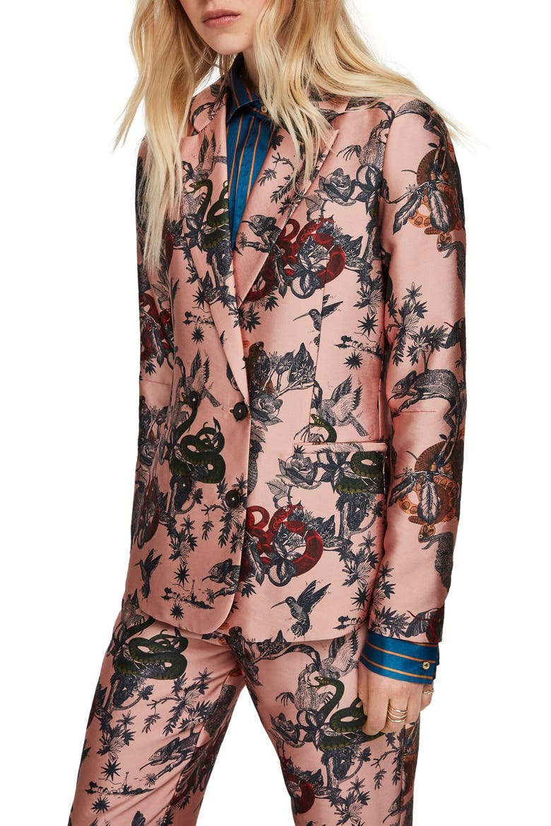Print Double Breasted Blazer, Alternate, color, 0604-COMBO Y