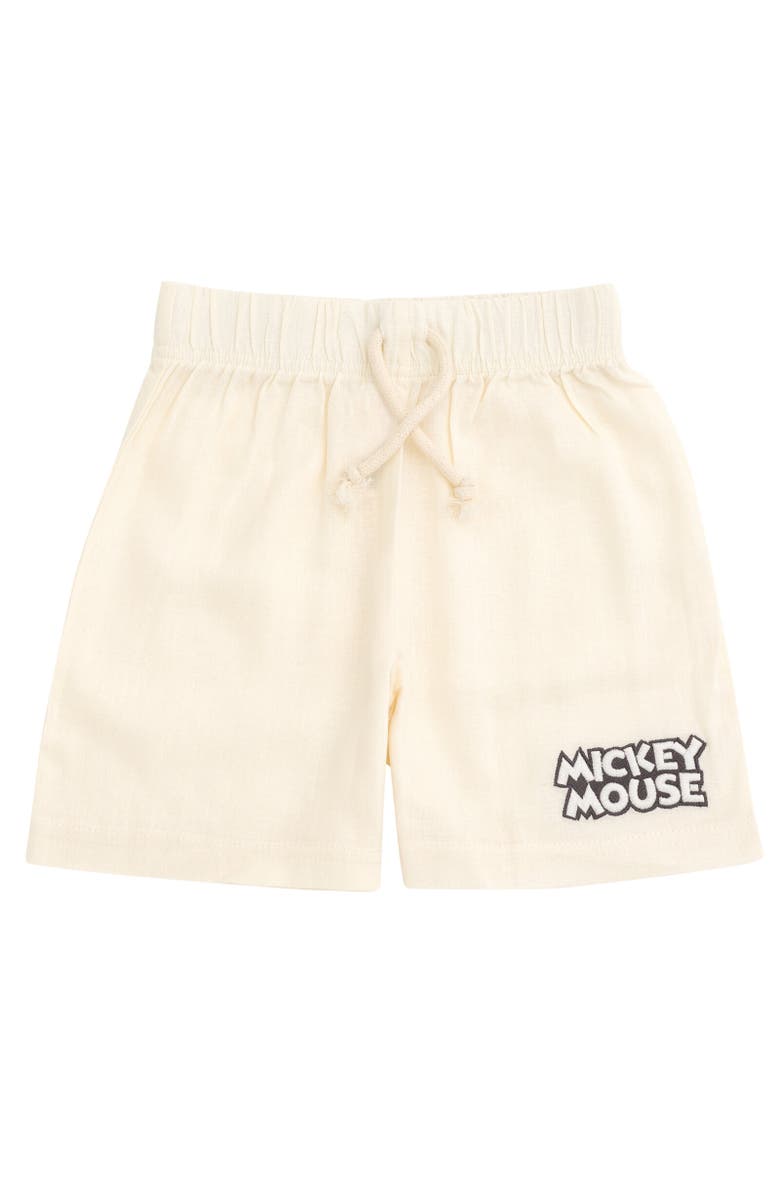 Disney Mickey Mouse & Friends Button-Down T-Shirt & Shorts Set, Alternate, color, Beige