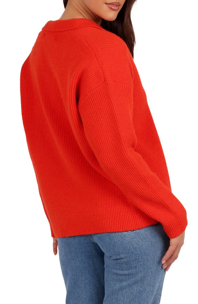 Petal & Pup Zala Johnny Collar Sweater, Alternate, color, Red