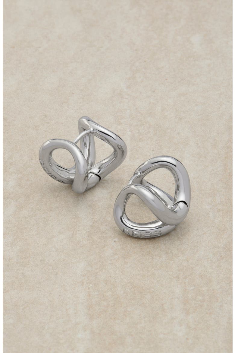 Phoebe Parallel Lines Huggie Earrings, Alternate, color, SILVER TONE