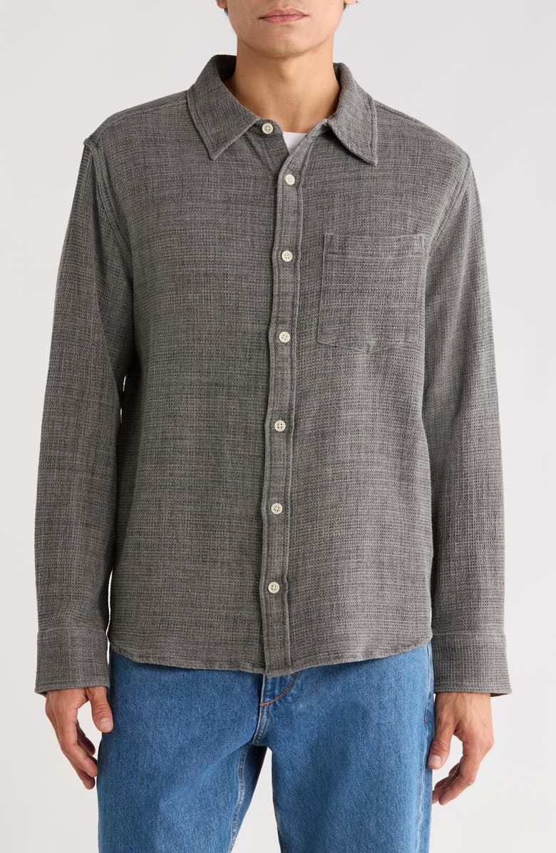 Corridor Pigment Dyed Cotton Waffle Button-Up Shirt, Alternate, color, Grey