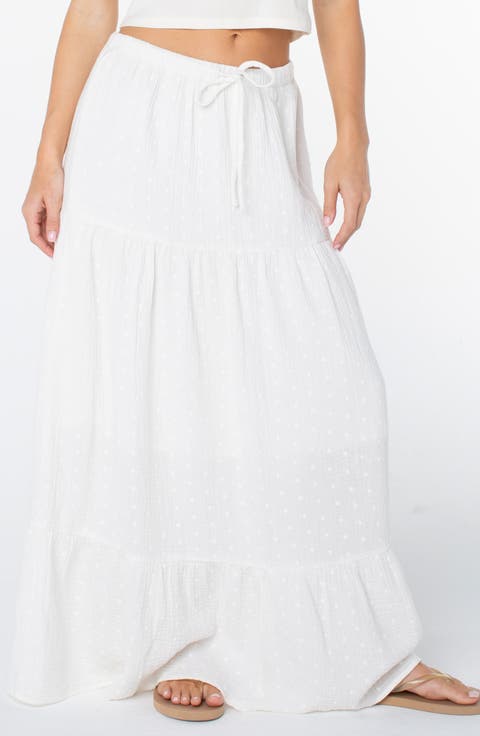Side Street Tiered Cotton Maxi Skirt