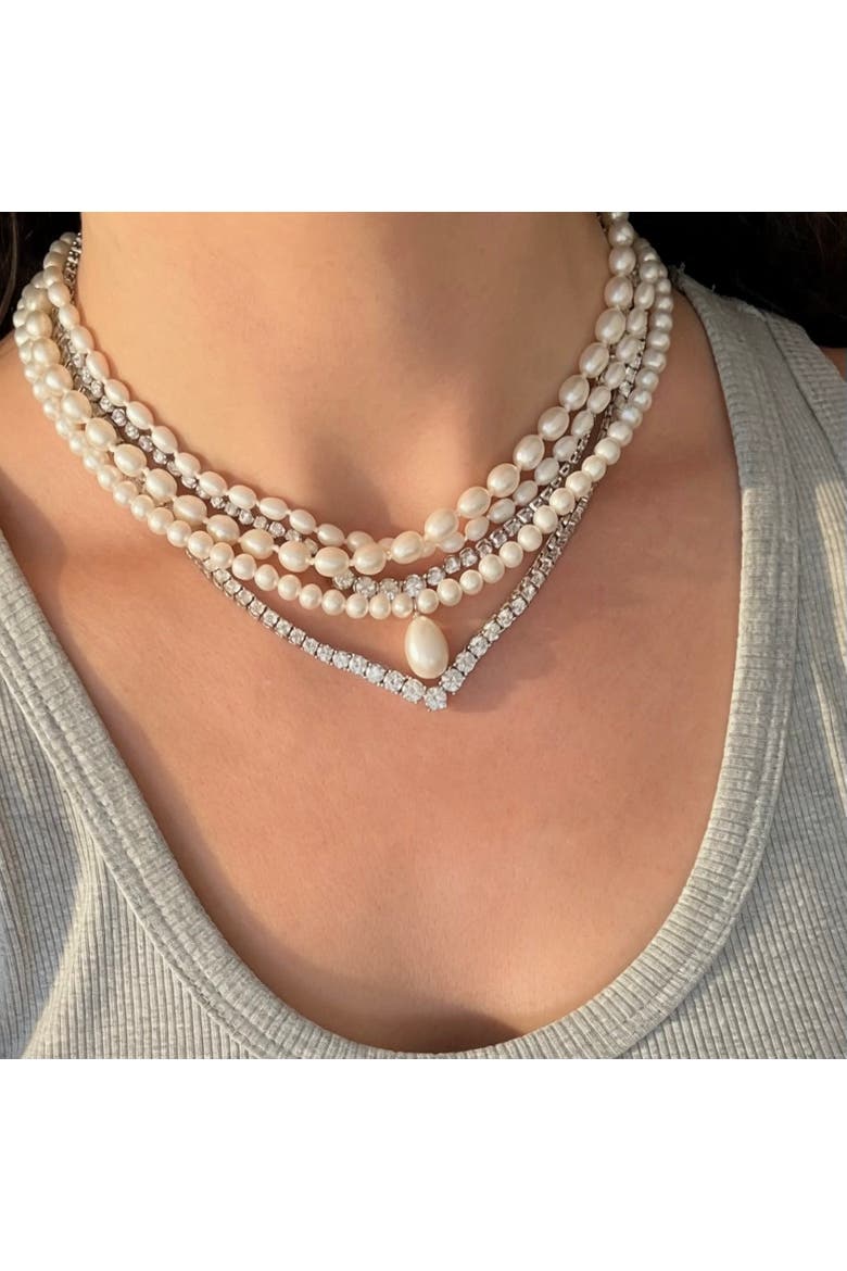 The Monaco Pearl Necklace, Alternate, color, White, Beige