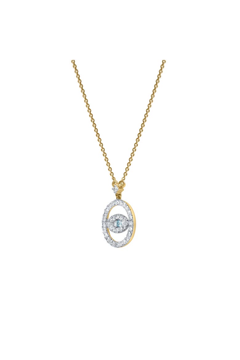 Ziva Round Diamond Evil Eye & Blue Topaz Necklace in 14K Gold, Alternate, color, 14K Yellow Gold