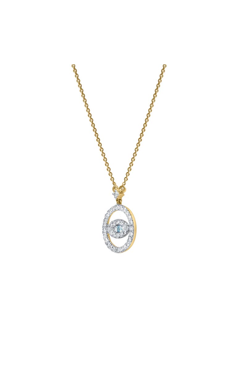 LuvMyJewelry Ziva Round Diamond Evil Eye & Blue Topaz Necklace in 14K Gold, Alternate, color, 14K Yellow Gold