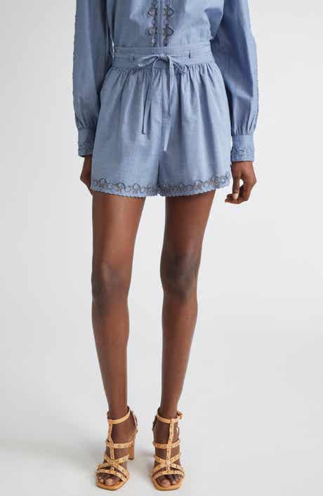 Ulla Johnson Elowen Tie Waist Chambray Shorts