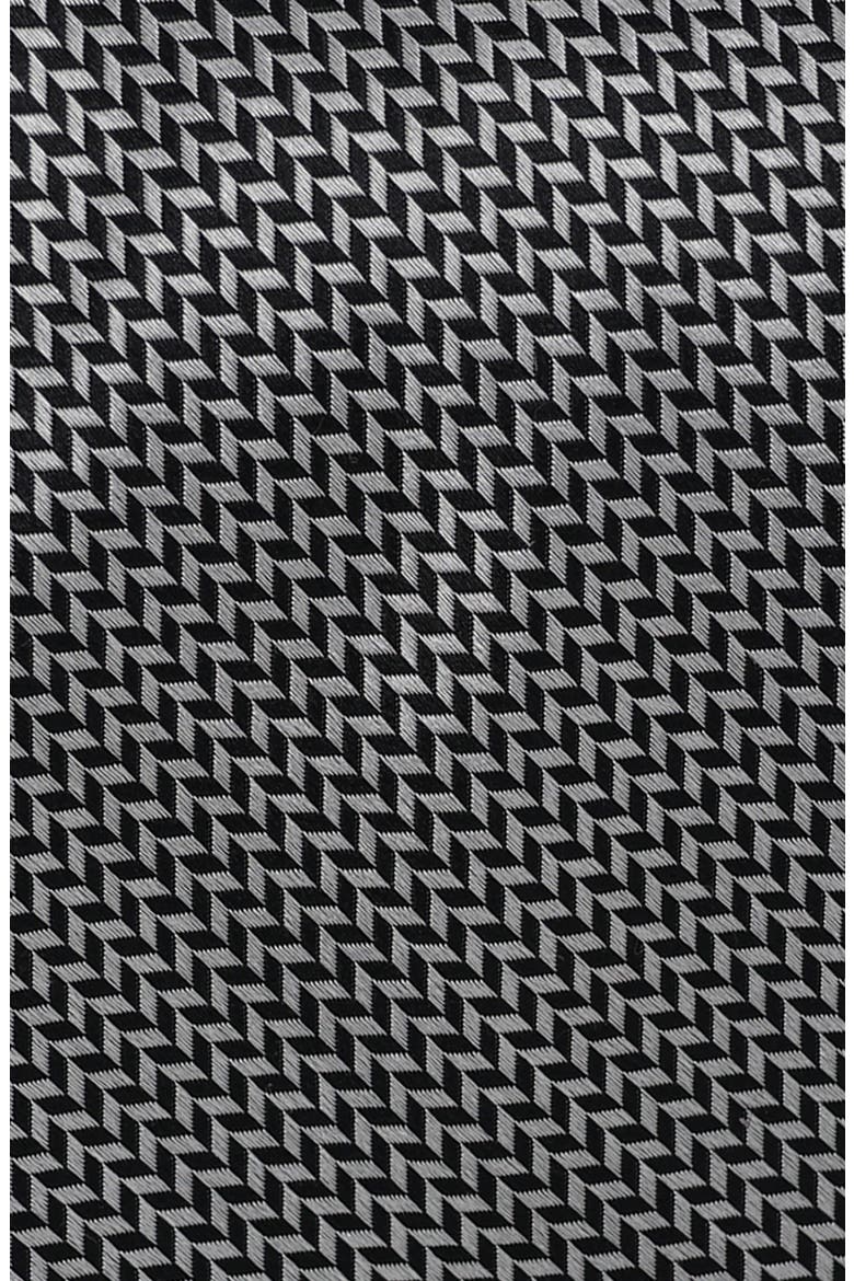 Herringbone Print Tie, Alternate, color, BLACK/ WHITE