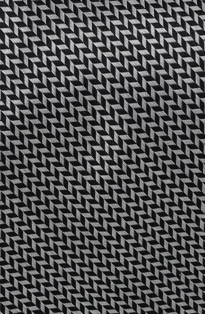 KARL LAGERFELD PARIS Herringbone Print Tie, Alternate, color, Black/ White