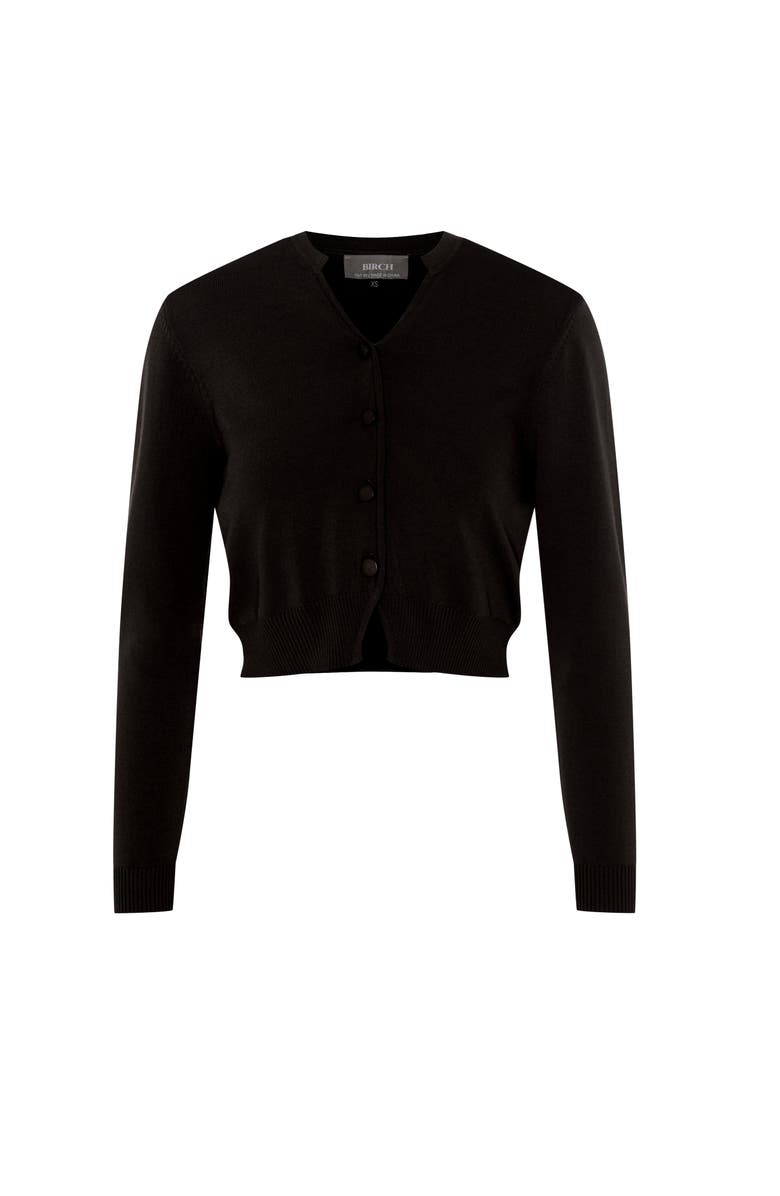 Birch Cropped Open Knit Button Front Cardigan, Main, color, Black