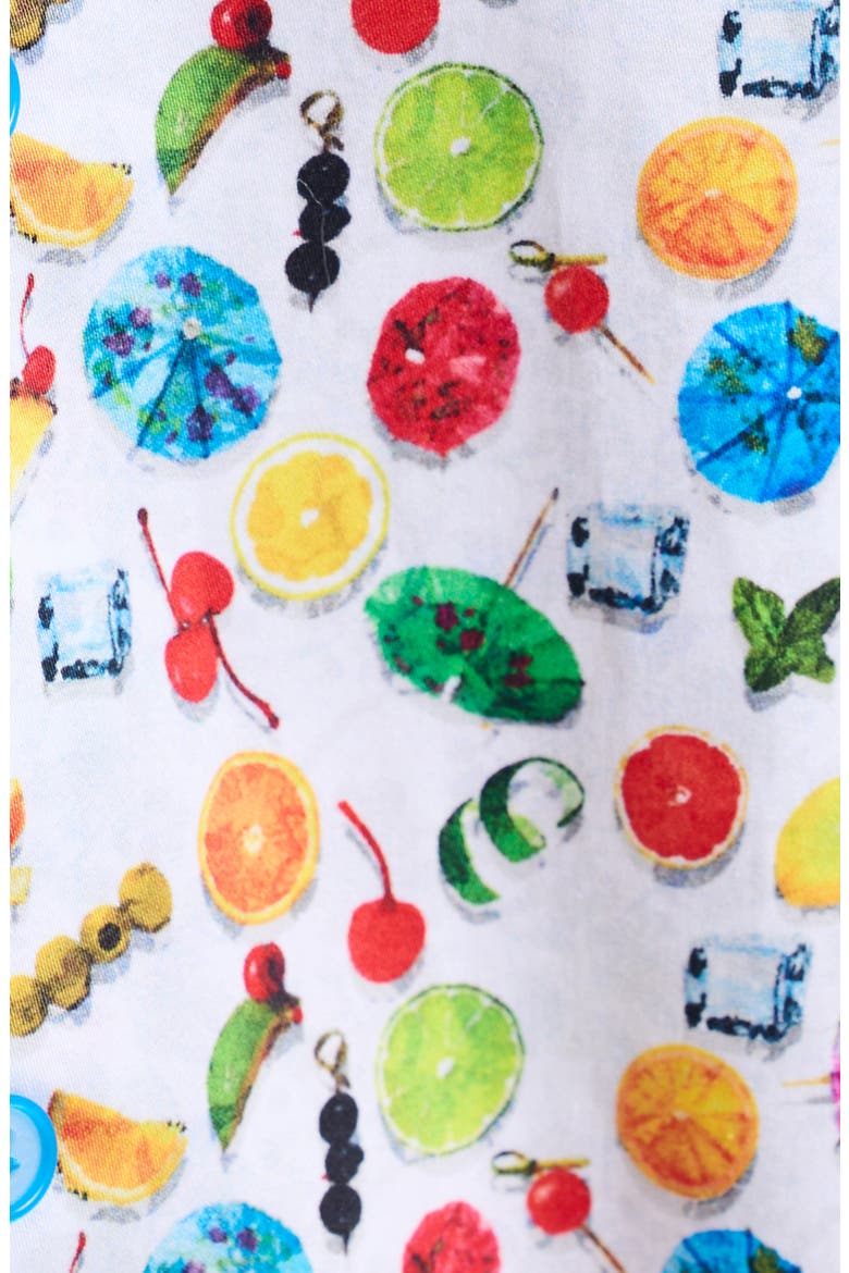 Garnish Print Stretch Cotton Button-Up Shirt, Alternate, color, WHITE MULTI