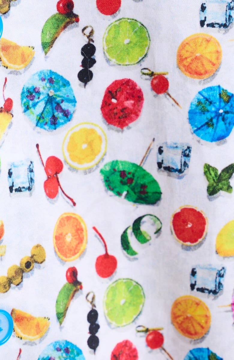 Robert Graham Garnish Print Stretch Cotton Button-Up Shirt, Alternate, color, White Multi