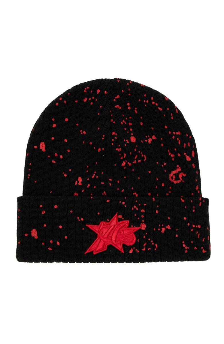 Mitchell & Ness Men's Mitchell & Ness Black Philadelphia 76ers Nep Speckle Cuffed Knit Hat, Main, color,