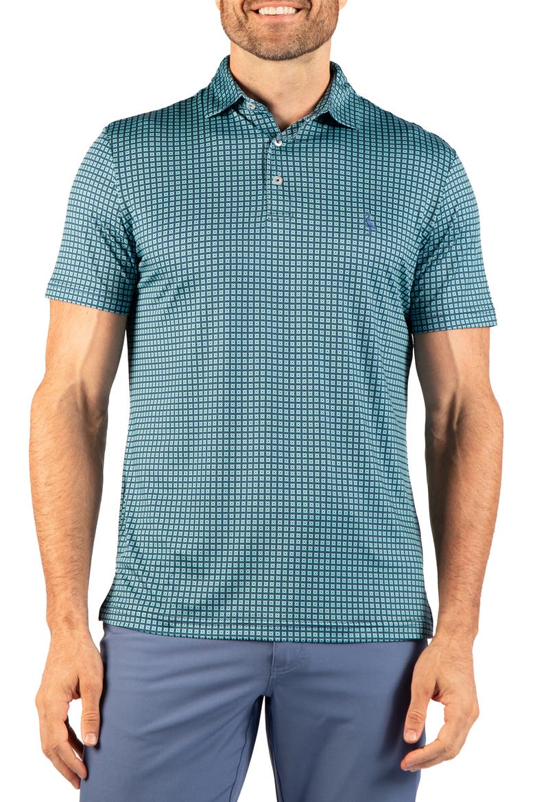 Square Geo Printed Performance Polo, Main, color, SEAFOAM