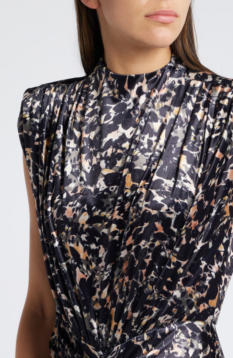 Saylor Al Sleeveless Ruched Velour Dress, Alternate, color, 