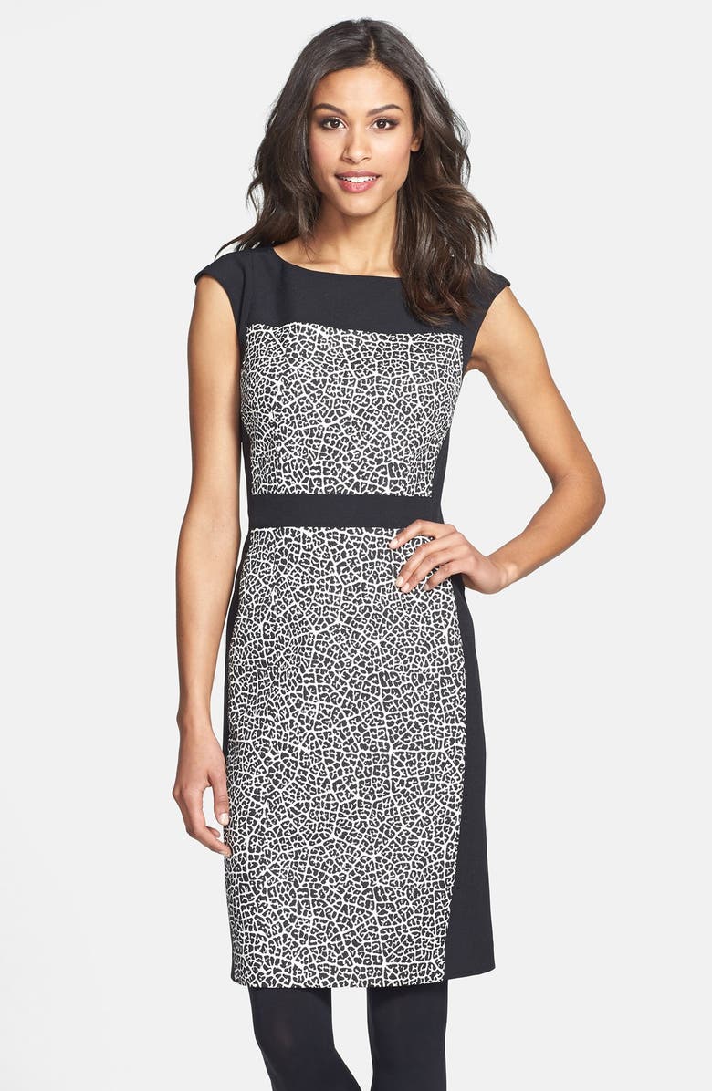 Adrianna Papell Crackle Print Sheath Dress, Main, color,