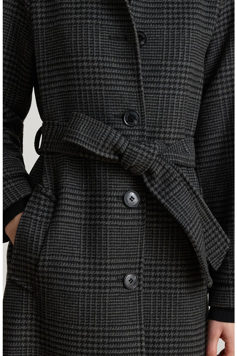 Wool Blend Trench Coat, Alternate, color, GREY/ CHARCOAL CHECKERED