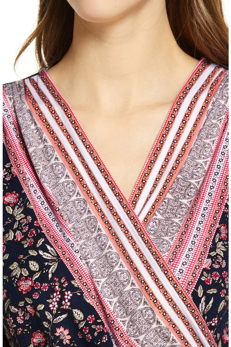 Wrap Front Top, Alternate, color, NAVY