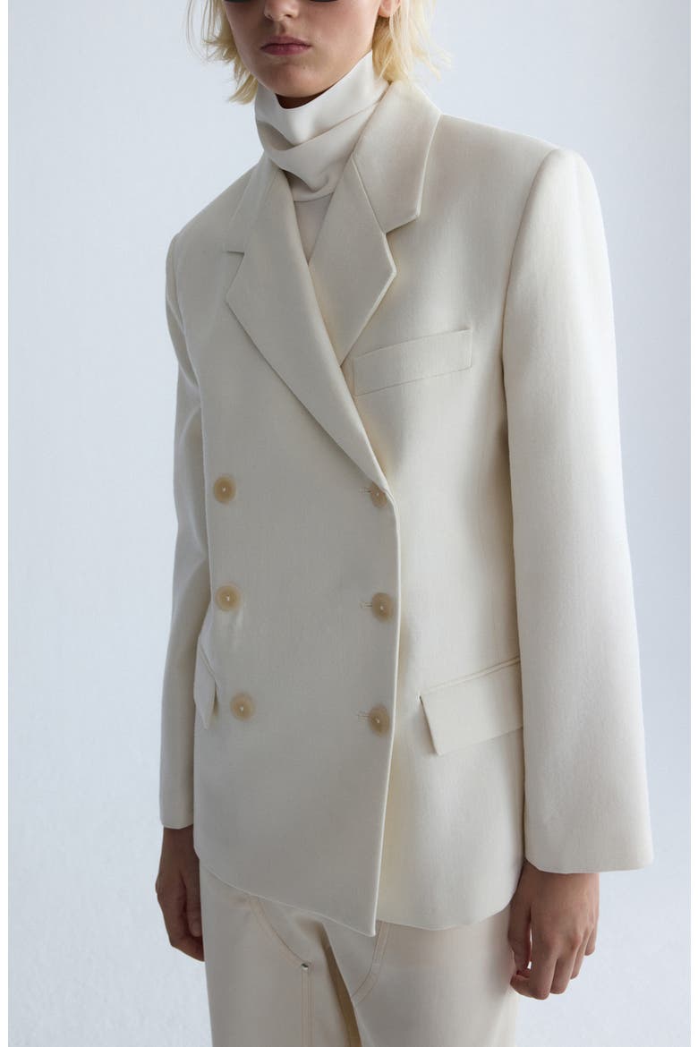 Double Breasted Wool Blend Blazer, Main, color, ECRU