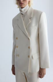 MANGO Double Breasted Wool Blend Blazer