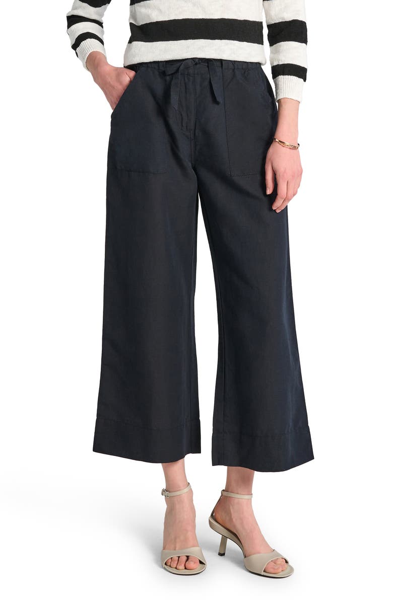 Hatley Tie Front Linen Blend Wide Leg Crop Pants, Main, color, 