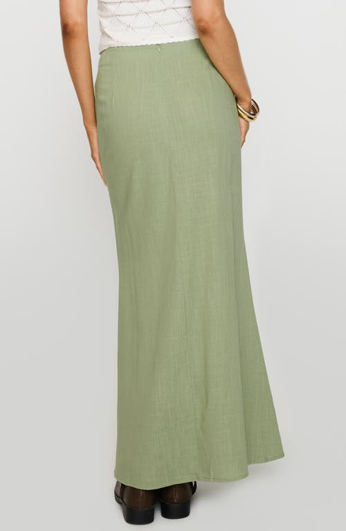 Shop Princess Polly Sophia Cotton & Linen Maxi Skirt In Green