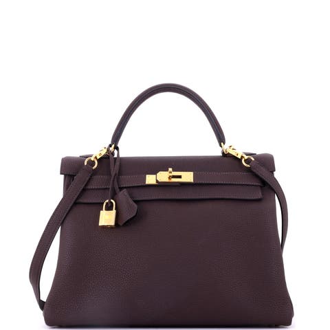 Kelly Handbag Brown Togo with Gold Hardware 32