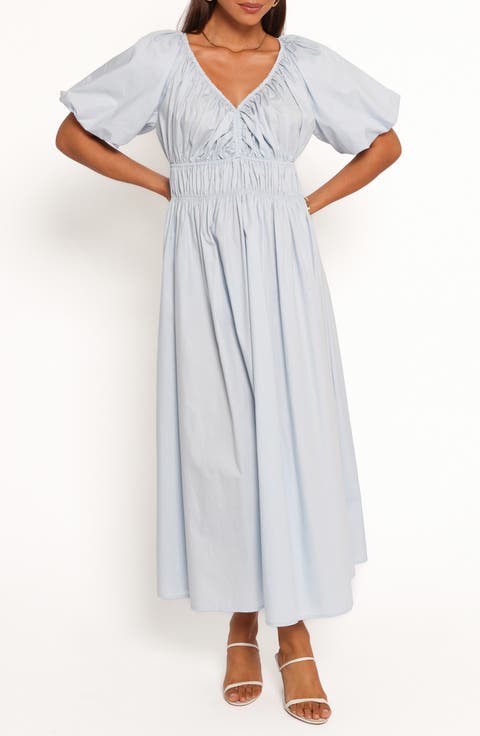 Rozie Puff Sleeve Cotton Midi Dress