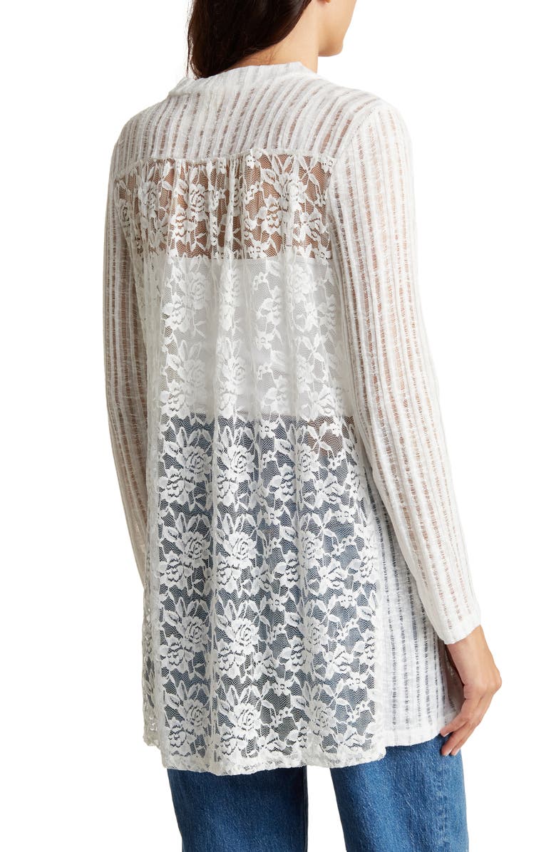 Forgotten Grace Lace Back Open Front Ruana, Alternate, color, White