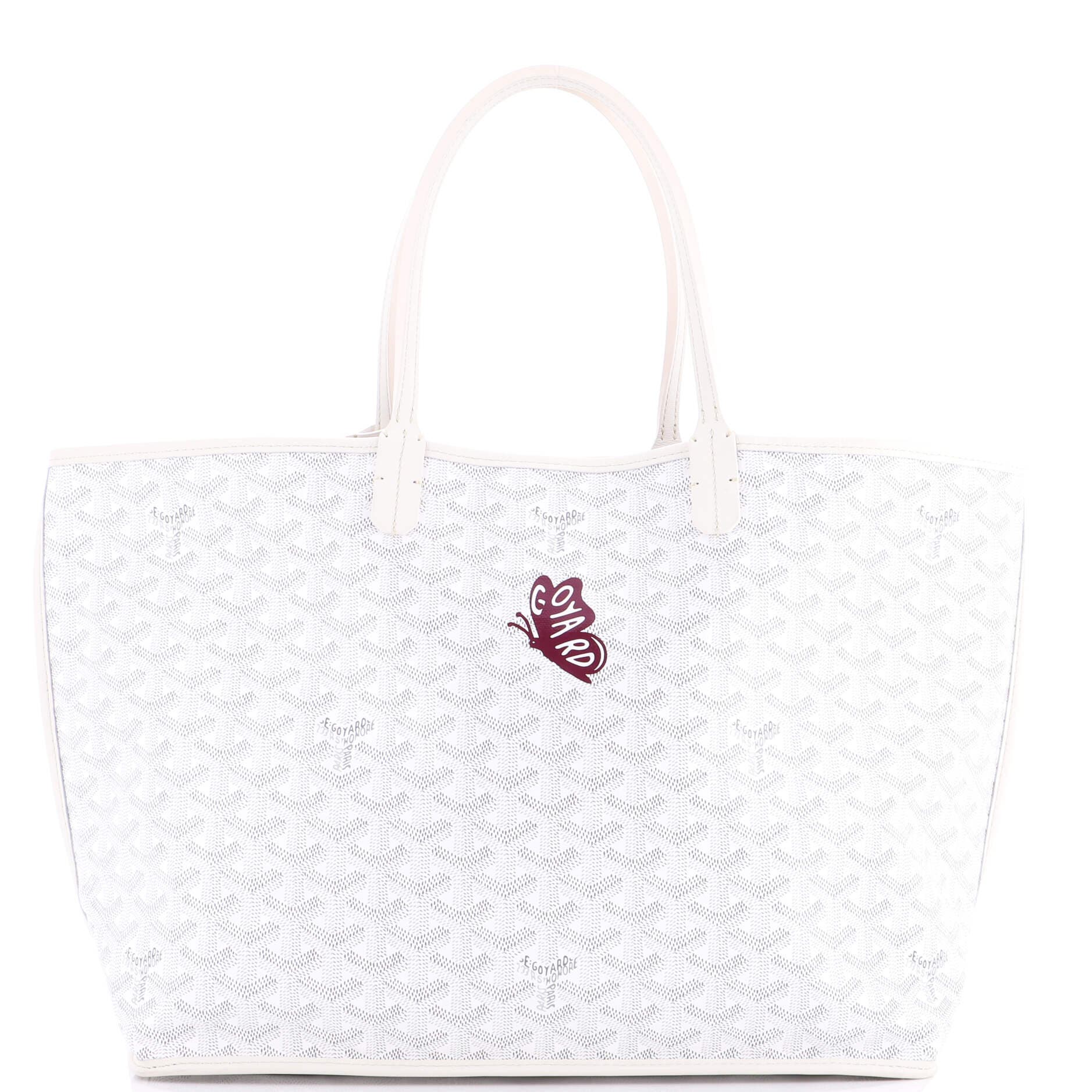 Pre-owned Goyard  Goyard Anjou Reversible Tote Printed Coated Canvas Pm In White