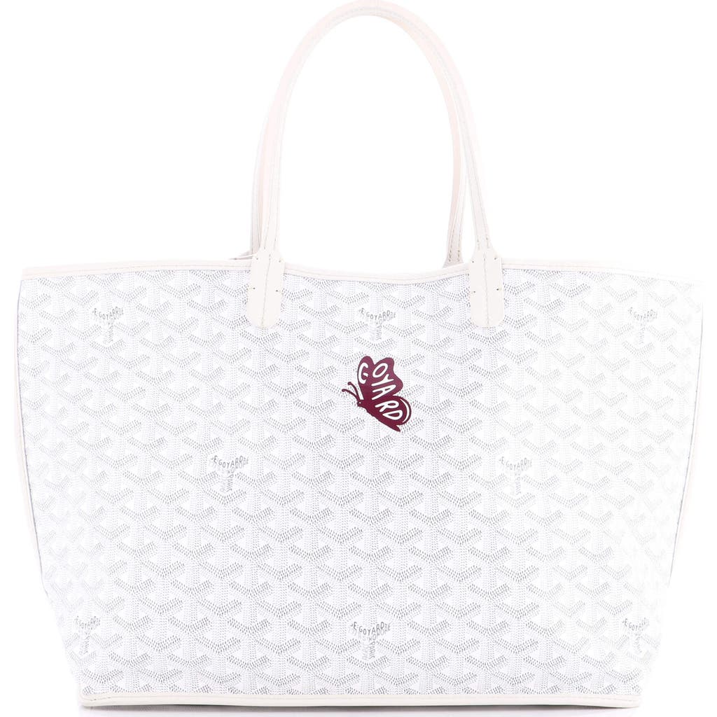 Pre-owned Goyard Goyard Anjou Reversible Tote Printed Coated Canvas Pm In White