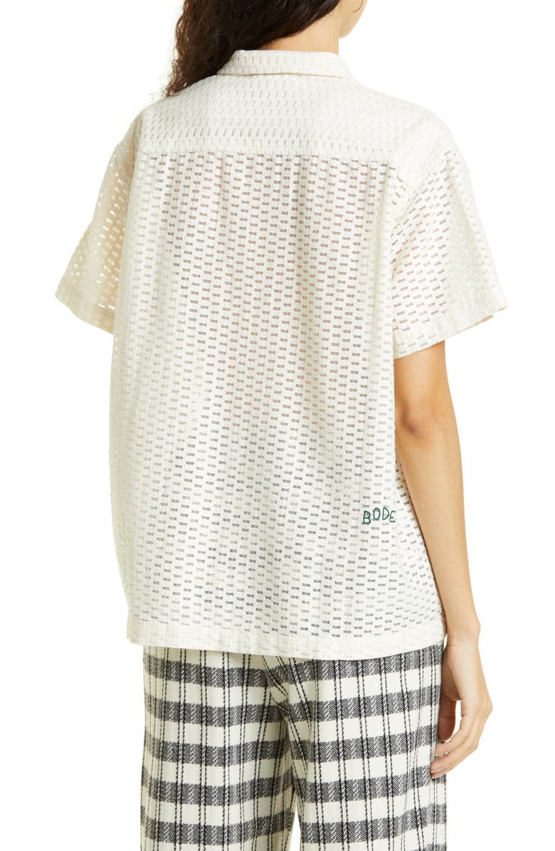 Bode Sheer Brick Lace Short Sleeve Shirt, Alternate, color, 